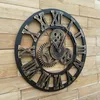 Wall Clocks 16 Inch Big Size Rustic Clock With Gear Decorative Vintage Roman Numerals