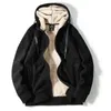 Men Hoodies Jacket Winter Thick Warm Fleece Comfortable Teddy Cashmere Coat Casual Zipper Hoodie Sweatshirts 211126