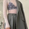 Vrouwen Sexy Mesh T-shirts Vrouwelijke See Through Mode Maan Tops Lange Mouwen Skinny Hoge Streetwear Visnet Transparant