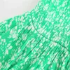 Za Summer Print Long Green Dress Women Sleeveless Backless Sexy Pleated Party Dresses Elastic Waist Woman Ruched Dresses 210602