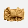 2021 Nova Waffle Waffle Knit Bow Headband Grande 6inch Bowknot Head Wraps Kids Algodão Turbante Turbante Crianças Meninas Headwear