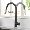 Sensor Keukenkranen Zwart Smart Touch Inductive Sensitive Kraan Mixer Tap Single Handle Dual Outlet Water Modi 1005RK 210724