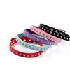 Row Crystal Diamond Pet Dog Cat Collar Metal Buckle Dog Leash Collars Supplies Red Black Pink