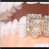 Grillz, Body Jewelry Drop Delivery 2021 Gold Sier Color Iced Out A-Z Custom Grillz Full Diamond Letter Grills Tooth Cap Hip Hop Dental Mouth