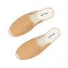 Women's Leather Simple Mule Breathable Flat Espadrilles Shoes Slippers