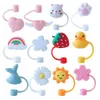 Creatieve Silicone Stro Tips Dekking Herbruikbare Drinken Dust Cap Splash Proof Plugs Lids Anti-Dust Tip Sunflower Cherry Blossom Rainbow Cat Paw voor 6-8mm rietjes