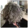 Äkta hår grå hästsvans för svarta kvinnor 100% mänsklig silvergrå afro kinky förlängning 120g 140g dragkedja klämma i 1pcs