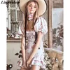 Boho LoveShackfancy Autumn Kleid Beige Kurzarm Rüschen Schlanker Urlaubsins Blogger Spezial Interesse Mini Kleid Frauen5225279