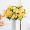 Guirnaldas de flores decorativas, ramo de rosas de seda Artificial de peonía de otoño de 30CM para la decoración de la boda del hogar, accesorios Po, Navidad falsa para interiores