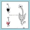 Navel & Bell Button Rings Body Jewelry Wholesale Sexy Love Heart Belly Piercing Zircon Crystal Women Medical Stainless Drop Delivery 2021 Jc