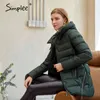 Donne con cappuccio inverno Parkas Elegante marca di moda da donna in cotone caldo e lunghi pavimenti da donna giacca da donna verde scuro 210414