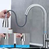 Kitchen Faucet Stainless Steel Single Handle Pull Out Kitchen Sink Water Mixer Tap 360 Rotation Shower Faucet Stream Sprayer 210724