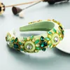 Luxo Baroque Multi Color Cristal Flor Headband Elegante Mão Feito Gemetric Strass Esponja Penteada Meninas Party Tiara Bezel