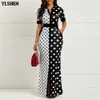 Afryki Dresses for Women Dashiki Polka Dot African Odzież Plus Size Lato Biały Czarny Drukowane Retro Bodycon Długie Długie Afryki X0529