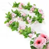 Dekorativa blommor kransar konstgjord dekor rose silkblommor girland f￶r br￶llopsdekoration torkad vinstockar hemtr￤dg￥rd