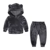 2021 autumn fashion baby girl clothes Sets velvet long sleeve solid zipper jacket+pants 2pcs bebes tracksuit baby boy clothing set