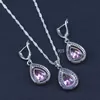 Серьги ожерелье Продвижение розовый кубический циркон капля капля серебряный цвет ювелирные украшения для кольцевого браслета242N