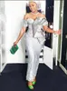 2021 Mermaid Aso Ebi Short Sleeve Prom Dresses Appliques Lace Off The Shoulder Silver Evening Gowns Dubai Women Party Dress