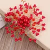 FORSEVEN 1Pc Red Pearl Crystal Women Hair Combs Jewelry Bride Tiaras Headpiece Hair Jewelry Wedding Bridal Hair Accessories JL