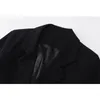 Black Blazer Jacket Coat For Women Notched Collar Basic Single Breasted Elegant Outwear Lady Fashion Loose Vintage Overcoat 210417