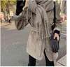 Qooth Spring Autumn France Trendy Corduroy Casual Coat Women Regular Full Sleeve CHIC Slim Blazer Female QT205 210518