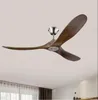 Ceiling Fans Wood Fan DC 60 Inch With No Light Remote Control Industrial Vintage Wooden Ventilator Decorative Blower Retro