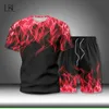 Trainingsanzug Männer Sets Sommer 2021 Neue Casual T-shirts + Shorts Sport Anzug Streetswear Kleidung Jogging Männer 2 stück Set Track anzüge X0610