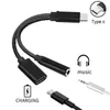 2 em 1 USB C a 3.5mm Adaptador de Adaptador de Fone de Ouvido Tipo C Carga Adaptador AUP AUX para Samsung S20 Ultra Nota 20 10 Plus S21 iPad Pro