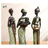 3 pçs / lote 6 * 5 * 20 cm Mulher africana Ornaments Decoração de casa Acessórios Artesanato Estátua 210414