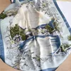 Silk Square Scarf Women Bandana Fashion Lady Wrap Hårband Foulard Tryckt sommar Kvinnlig Scarves Sjal Vår