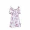 Femmes robe d'été elegan vintage floral plage Sexy à manches courtes en mousseline de soie fête vêtements coréens mini vestidos 210521