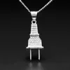 Mens Iced Out Plug Pendant Necklace Fashion Hip Hop Jewelry med 60 cm kubansk länkkedja2955