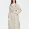 Ziai女性秋のキルティングジャケット女性長い薄い綿のトレンチコートフード付き隠しボタンベルトエレガントなウインドブレーカーZM-7285 211018