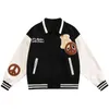 Heren Jassen Vintage Baseball Varsity Jas Cartoon Patchwork Color Bomber Harajuku College Style Oversized Coat Unisex Herfst