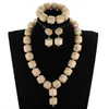 Earrings & Necklace 2021 Dubai Gold Jewelry Sets Fashion Bridal Gift Nigerian Wedding African Beads Set Chunky Pendant QW1194-1