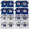 Chen37 NCAA Football 56 Lawrence Taylor 89 Mark Bavaro Jerseys 11 Фил Симмс 53 Гарри Карсон 58 Карл Бэнкс Человек Винтаж Блю белый