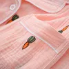 Women Cotton Pajama Sets Carrot Print Pattern Long Sleeve Shirt+trousers Soft Sleepwear Set Nightie Home Clothes Autumn 210809