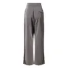 Pantalones bombachos informales minimalistas para mujer, pantalones sólidos fruncidos de cintura alta, ropa de moda femenina, primavera 210521