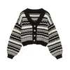 Cardigan Sweater Women's Autumn Winter Casual Vintage V Neck Cardigans Button Long Sleeve Loose Female Knitted Sweaters Top 210417