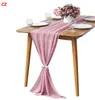 Magnifique chemin de table en mousseline de soie 30 x 120 pouces pour décoration de mariage romantique, fête prénatale, fête d'anniversaire, décorations de table pour gâteaux