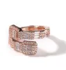 14K Gold Men Ladies Cubic Zirconia Diamond Ring Baguette Square Stones Ring Rosegold Silver Color Hiphop Jewelry6604015