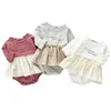0-3y primavera versão coreana criança adorável vestido bebê menina roupa nascida bodysuit outfits meninas 210417
