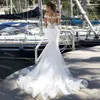 Elegant Boho Mermaid Bröllopsklänning med spets Tåg Slim Satin Country Bridal Dresses 2021 Täckt Backless Vintage Robe Mariage Vestidos de Novia