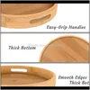 Kitchen Storage Organization Round Serving With Handles Wooden Bamboo Circle Tray For Coffee Table Ottoman F5Osu 8E9Dc