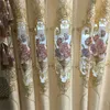 ヴィラHM140＃CG 210913のための贅沢な半隠し刺繍カーテンの北欧のシェニールの製品花ベージュチュール＃cg 210913