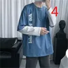 Camiseta de manga larga de algodón de otoño para hombre, camiseta holgada de color sólido con fondo, tendencia para estudiantes 210420