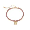 Bracelet géométrique tridimensionnel Simple pour femmes, pendentif de tempérament, petit papillon, pompon, Inte22