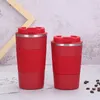 13oz/17oz Stainless Steel Vacuum Insulated Cup Thermos Tumbler Coffee Mugs Portable Business Gift Soup Cups Single hand Opening Lid Travel TR0018