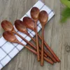 1Set 6 Pieces Wooden Spoon Wood Soup Spoons for Eating Mixing Stirring Cooking, Long Handle Spoon with Chinese Style Kitchen Utensi