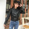 Aelegantmis Autumn Slim Pu Leather Jacket Women Casual Short Faux Moto Biker Ladies Zipper Basic Outerwear Coat 210607